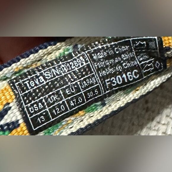 TEVA 13 Gray Blue Green Original Universal Mens Canvas Velcro Sandals - Picture 3 of 8